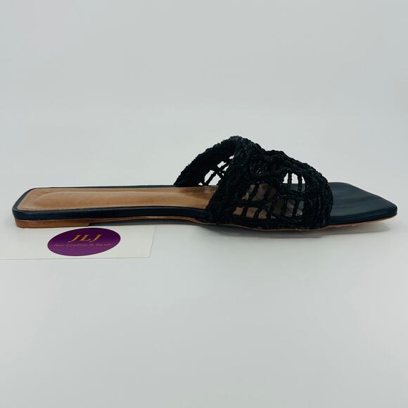 Raye Revolve Women's Tiki Black Woven Flat Slip On Slide Sandals Size 9.5 - Picture 9 of 13